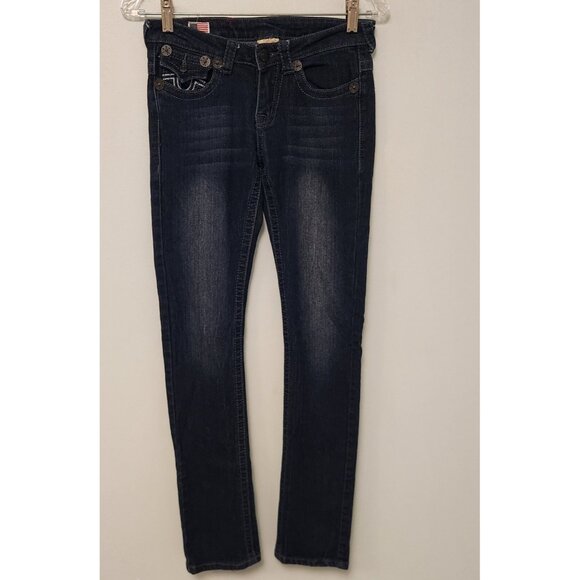 True Religion Jeans Womens 25 Blue Denim Joey Super T Stitched Flap Pockets EUC - Picture 4 of 13